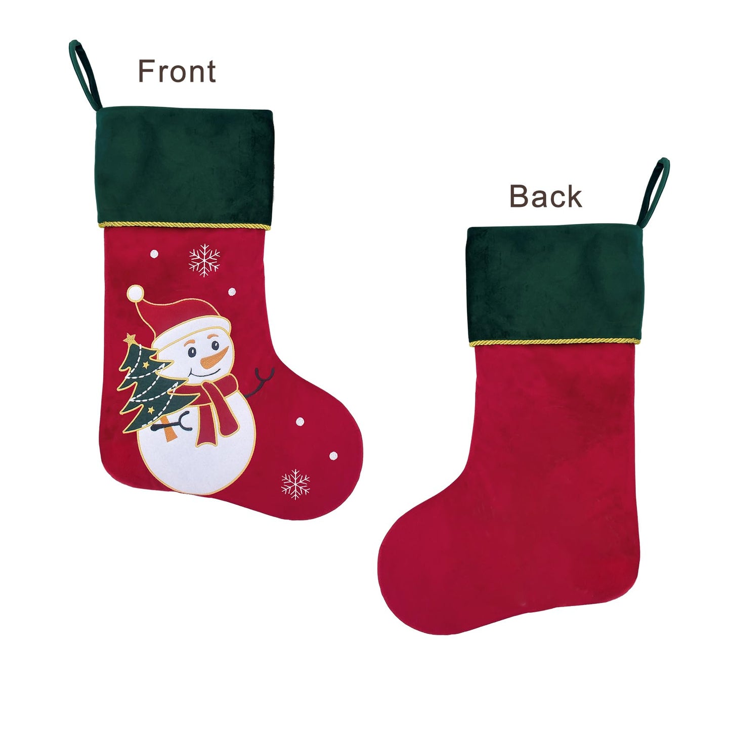 Ugiftcorner Red Velvet Christmas Stockings with Green Cuff 5 Pack Large Luxury Christmas Stockings for Family Holiday Decorations