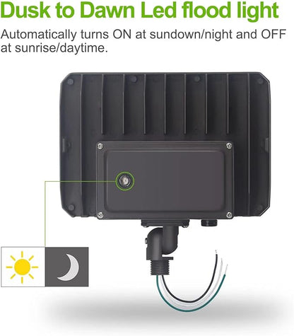 100W LED Flood Light with Knuckle, Outdoor Flood Light Dusk to Dawn Photocell 5000K 14000lm AC100-277V Equivalent 1000W, ETL Waterproof Wall Mount LED Security Lighting for Yard Entrance