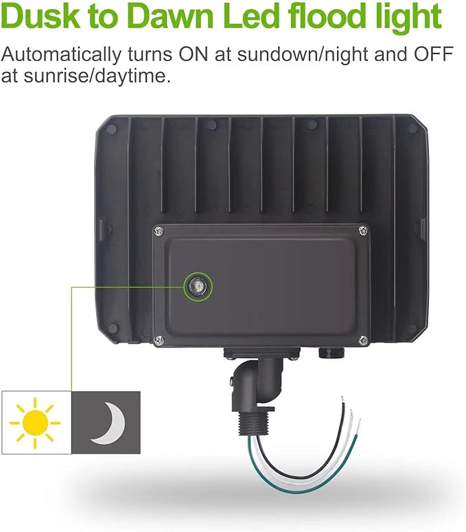 100W LED Flood Light with Knuckle, Outdoor floodlight Dusk to Dawn Photocell 5000K 14000lm AC100-277V Equivalent 1000W, ETL Waterproof Wall Mount LED Security Light for Yard Garden 2 Pack