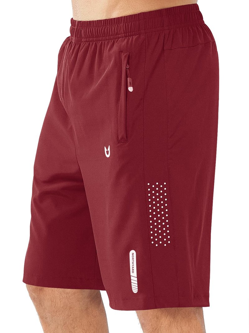 NORTHYARD Men's Athletic Running Shorts Gym Workout 7"/9"/5" Quick Dry Lightweight Sports Basketball Tennis 3 Zipper Pockets WINERED-9inch 4XL