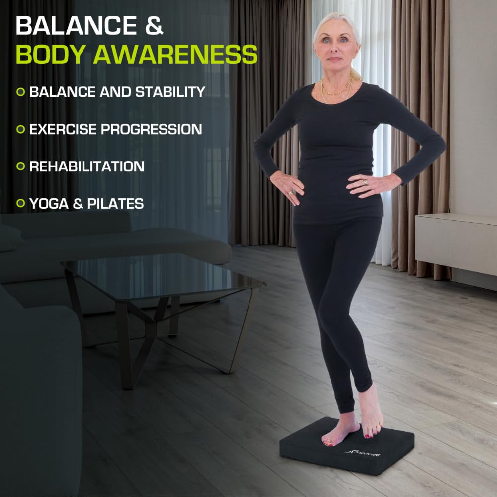 Exercise Balance Pad, Non-Slip Cushioned Foam Mat & Knee Pad for Fitness and Stability Training, Yoga, Physical Therapy, L and XL