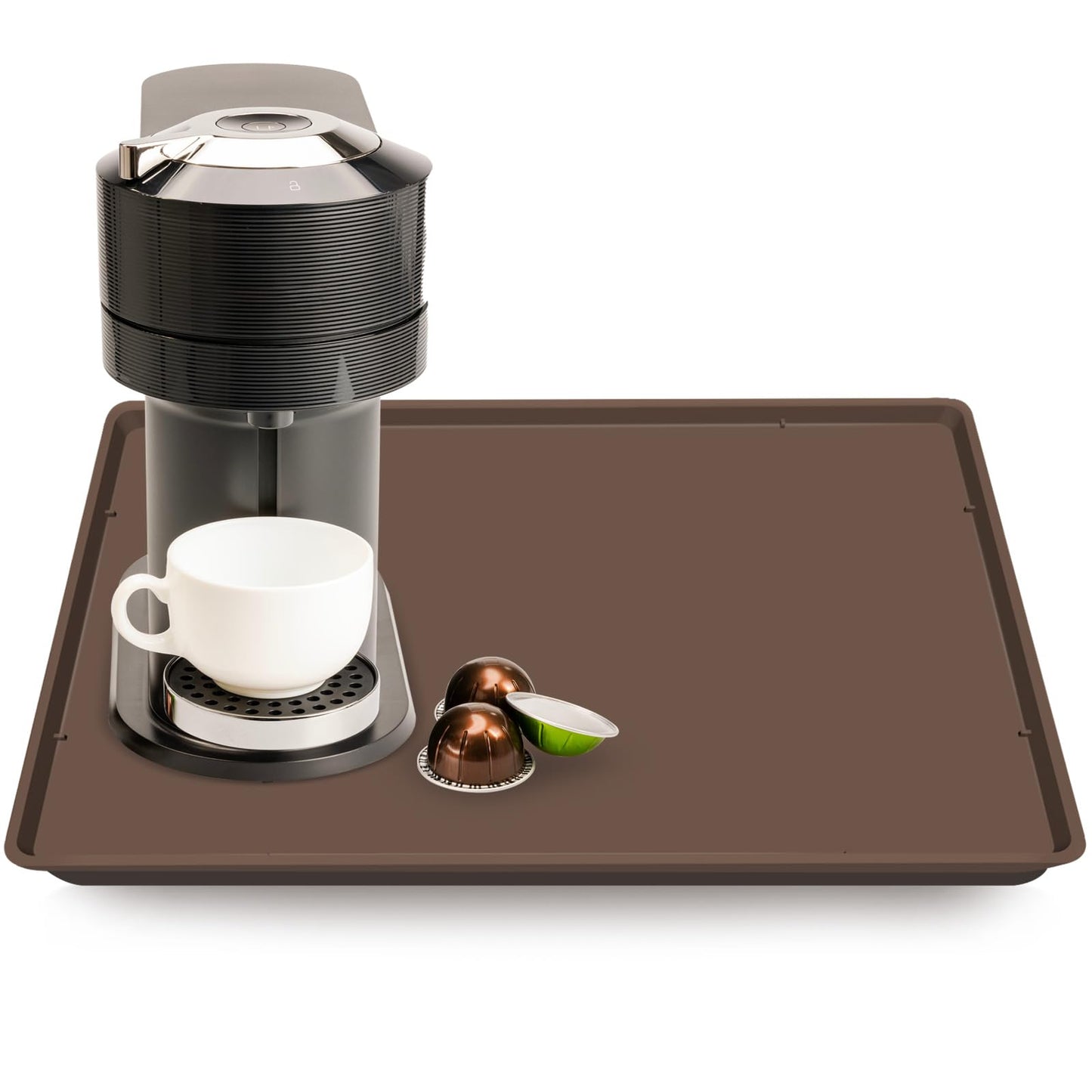 TOHONFOO Silicone Coffee Mat with Lip, 19.7'' x 15'' Heavy Duty Bar Mat, Coffee Tray for Countertop Fit Under Machine Pot Espresso Machine, Grey