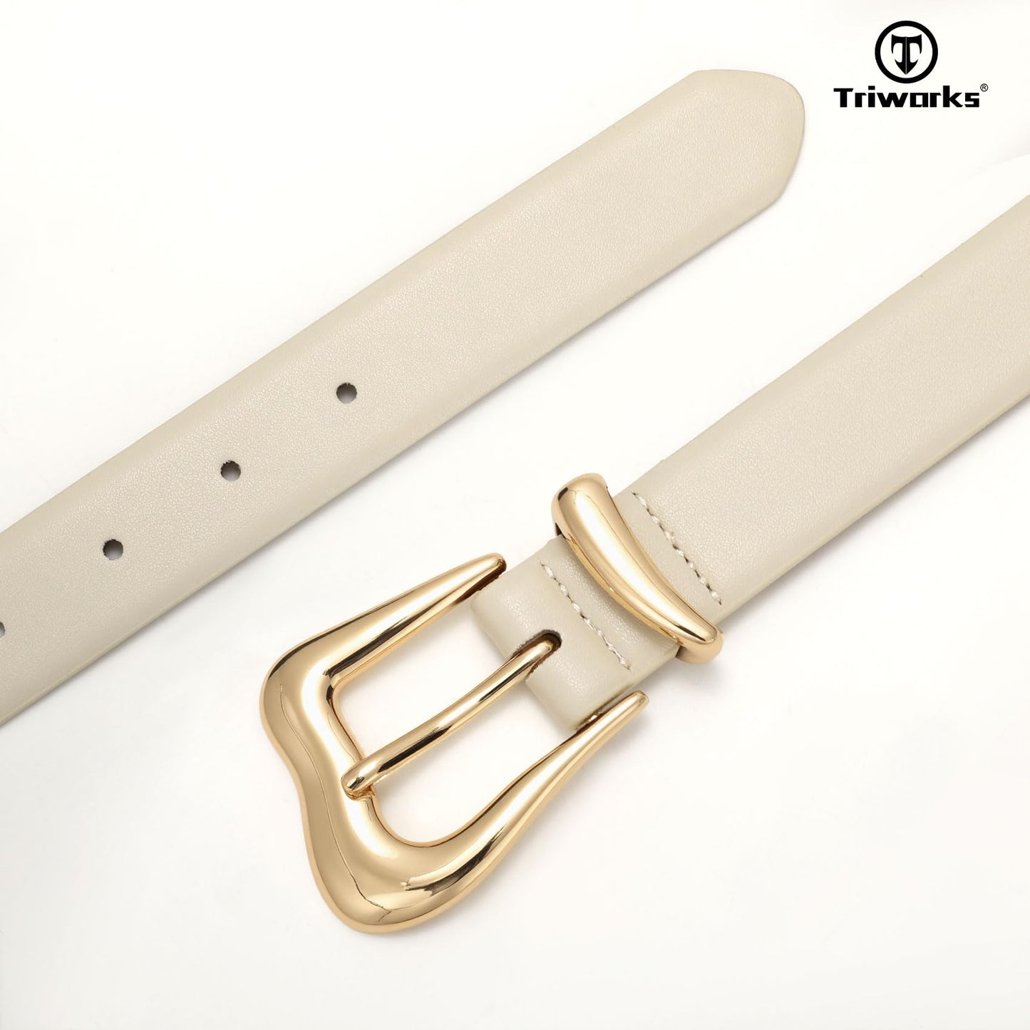 TRIWORKS Women's Belts for Jeans Pants Gold Buckle Fashion Waist Belts for Ladies Leather Belts