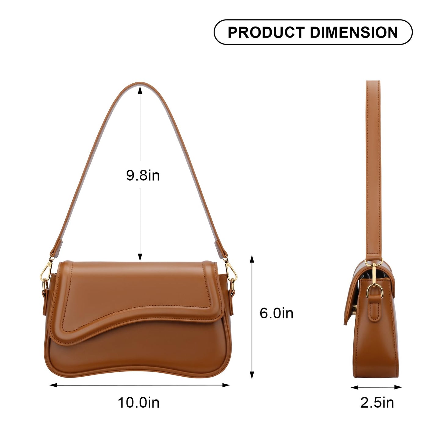 KKXIU Shoulder Bag for Women Small Clutch Purses Cute Hobo Handbag Trendy Underarm Bag-Brown