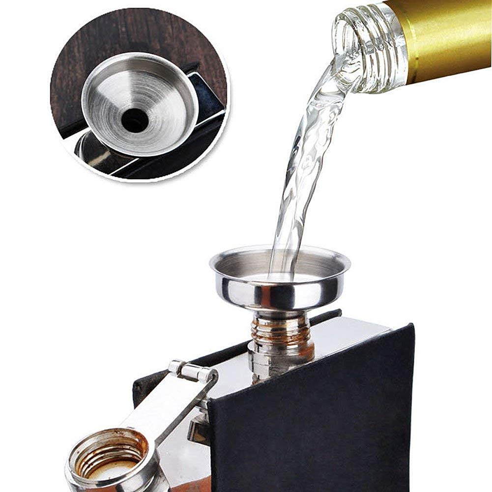 Colorsheng 5 oz PU Leather Wrapped Stainless Steel Flask Liquor Alcohol Bottle Holder with Built-in Cigar Case and Funnel Set for Man Woman