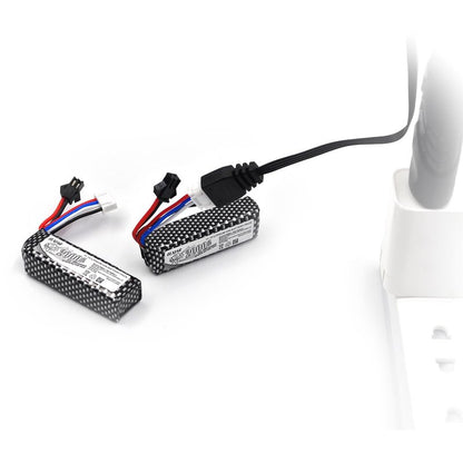 elxjarpower (4-Pack) 11.1V 2000mAh Li-Po Rechargeable Battery with SM2P Plug & USB Cable, Compatible with WPL RES V-3 ESC 1/16 RC Crawler, 501855 Soft-Gun & Water-Gun Toys