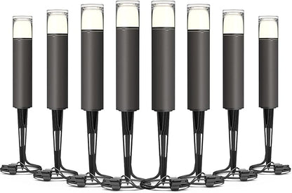 GOODSMANN 8PK Outdoor Low Voltage Bollard Lights 2W 2700K Warm White LED Landscape Pathway Light Kits Bronze Color
