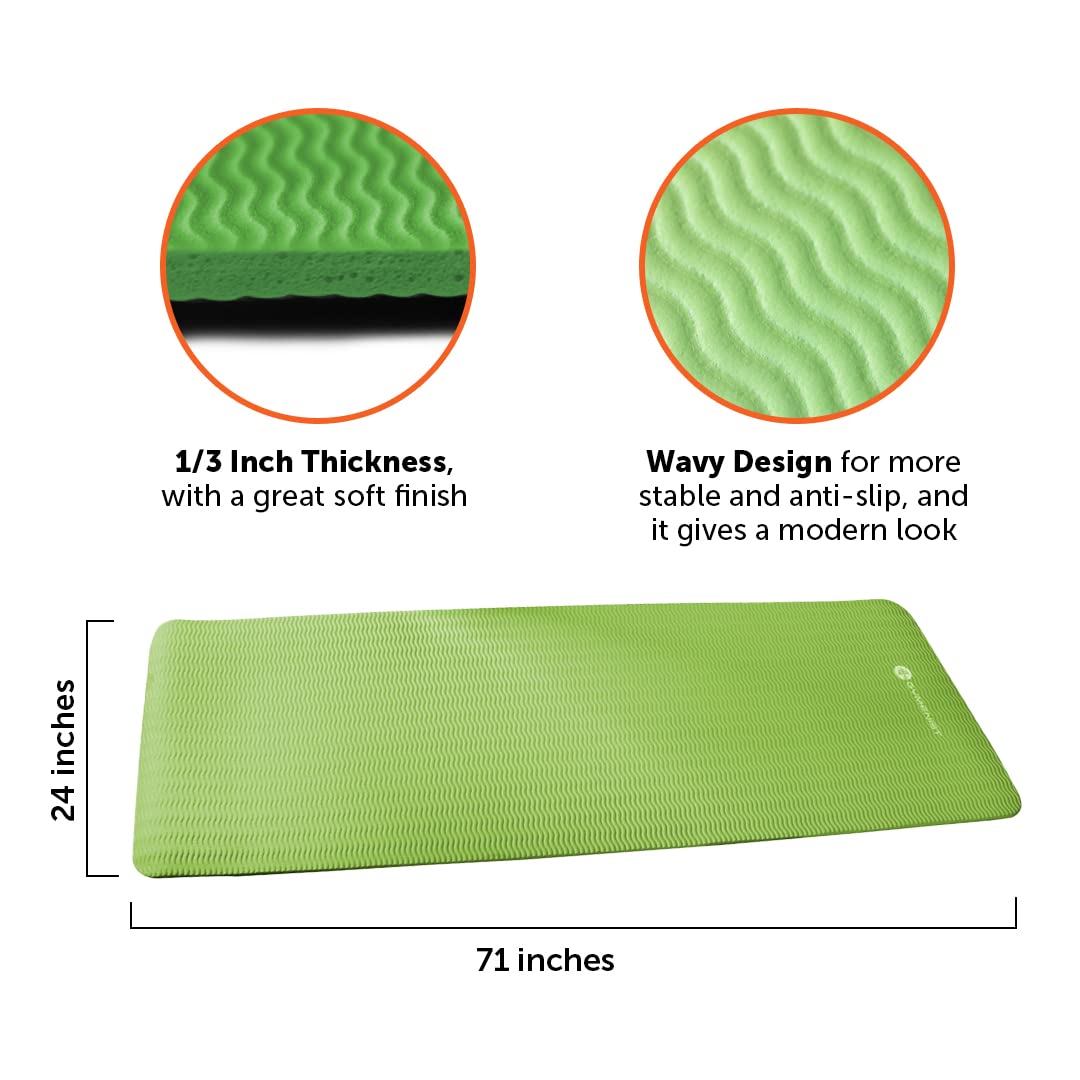 GYMENIST Thick Exercise Yoga Floor Mat Nbr 24 X 71 Inches, Great for Camping Cardio Workout Pilates Gymnastics