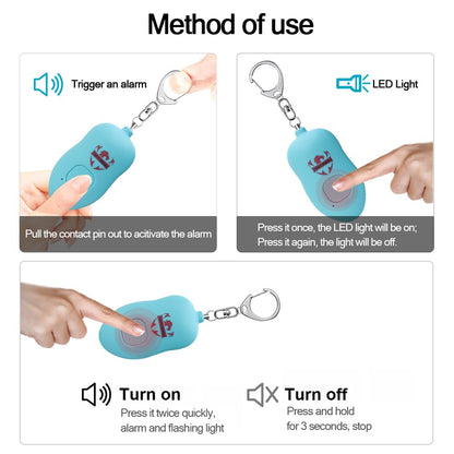 Fightsense Personal Alarm Keychain with Snap Hook, 130dB Siren Safety Alarm for Women LED Light (300m Audible) (Black)