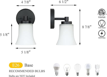 XiNBEi Lighting Wall Sconce, 1 Light Black Glass Vanity Wall Light for Bathroom & Hallway XB-W1235-1-MB