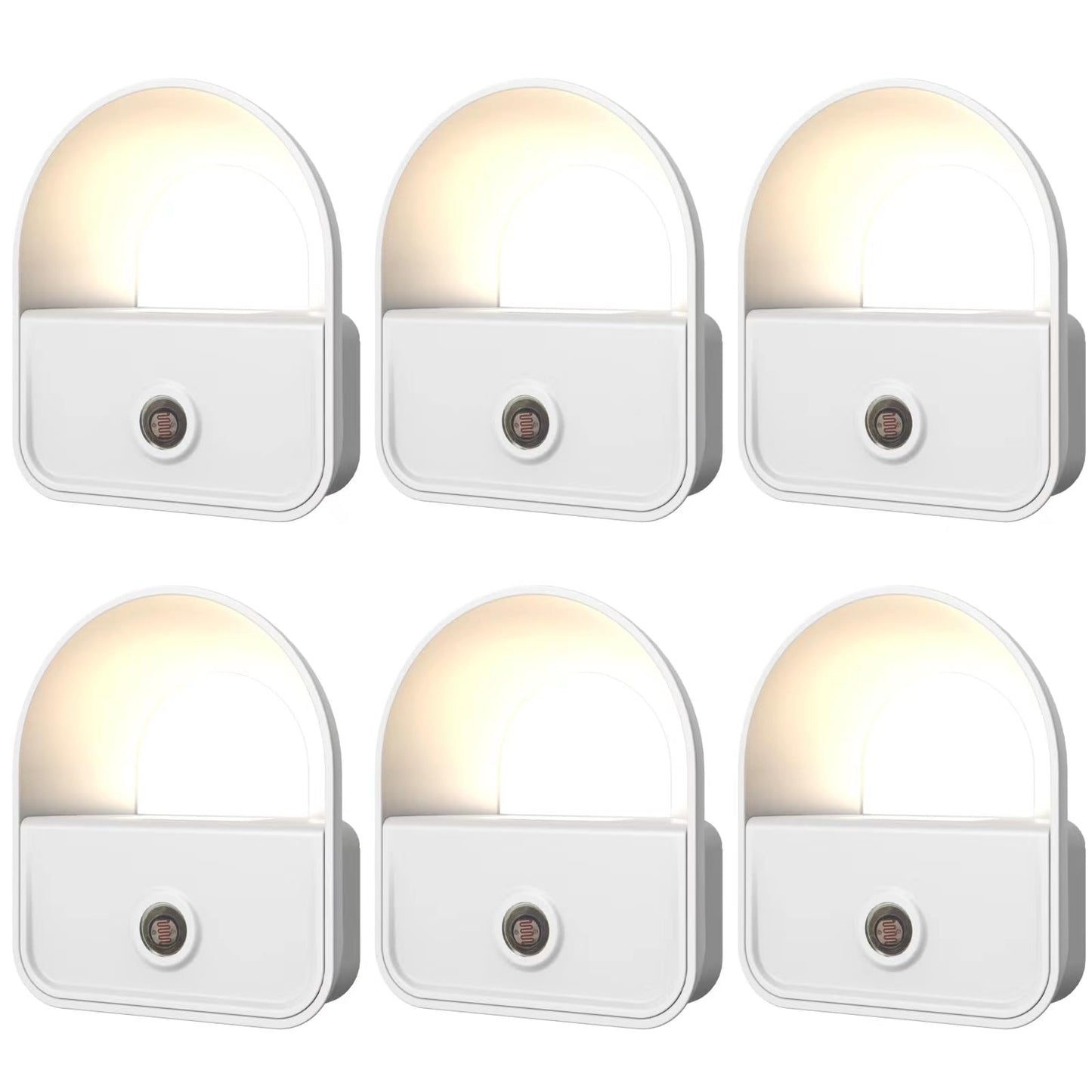 6 Pack Night Light Plug in, White LED Nightlights with Smart Dusk to Dawn Sensor, Plug into Wall Nightlights Suitable for Bedroom, Bathroom, Hallway, Kitchen, Stairs, Kids, Adults