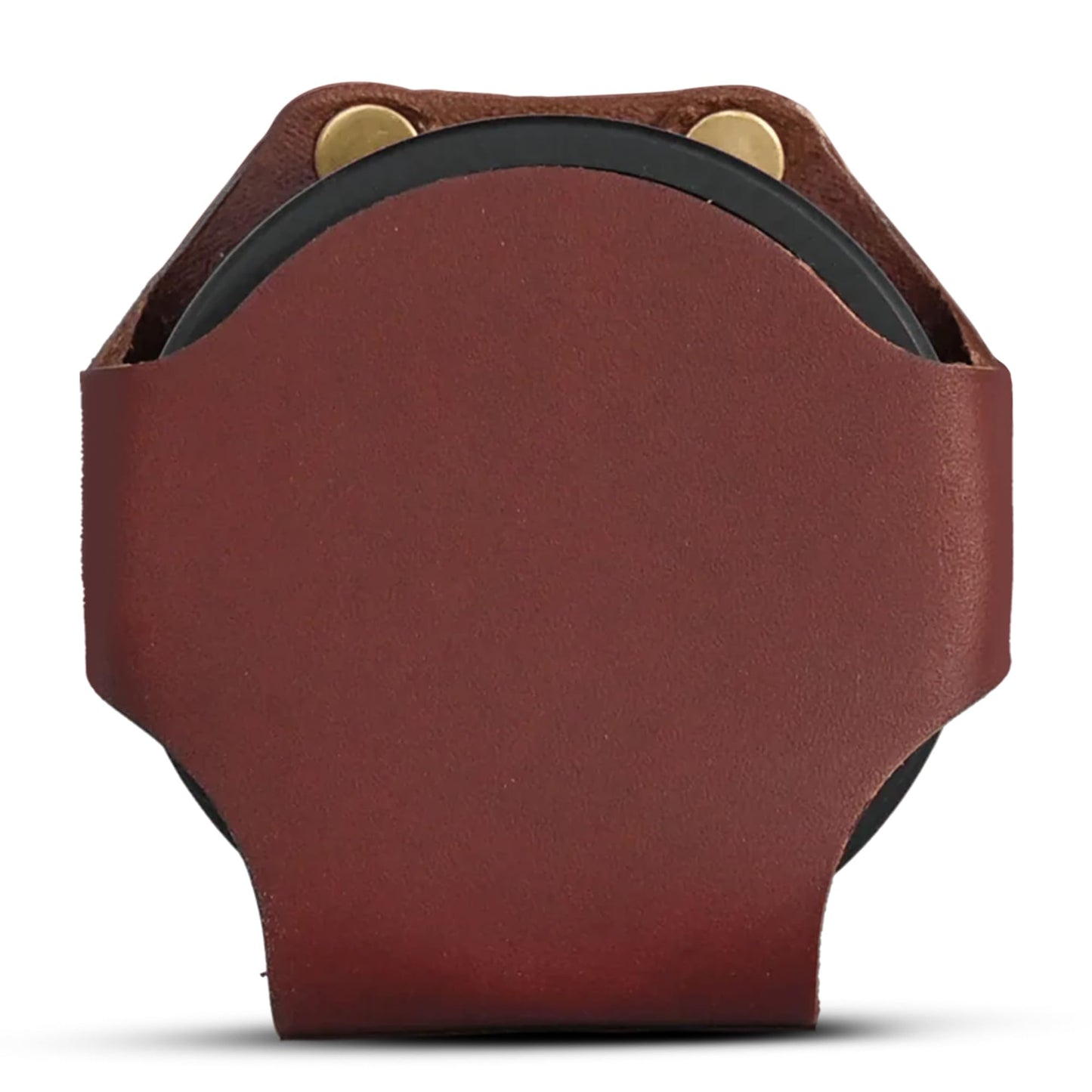Leather Dip Can Holder (Brown) – Slip-On Holster for Tobacco, Snuff & ZYN-Size Nicotine Pouch Cans – Full Grain Leather Belt Pouch w/Solid Brass Rivets – Durable Belt Accessory for Men
