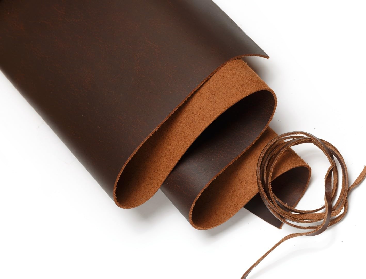 Wanderings 12" x 24" Genuine Leather Sheet + 36" Leather Cord – Premium Full Grain Vegetable Tanned Tooling Leather for Crafting Wallets, Jewelry, Straps, Earrings, Covers & DIY Projects
