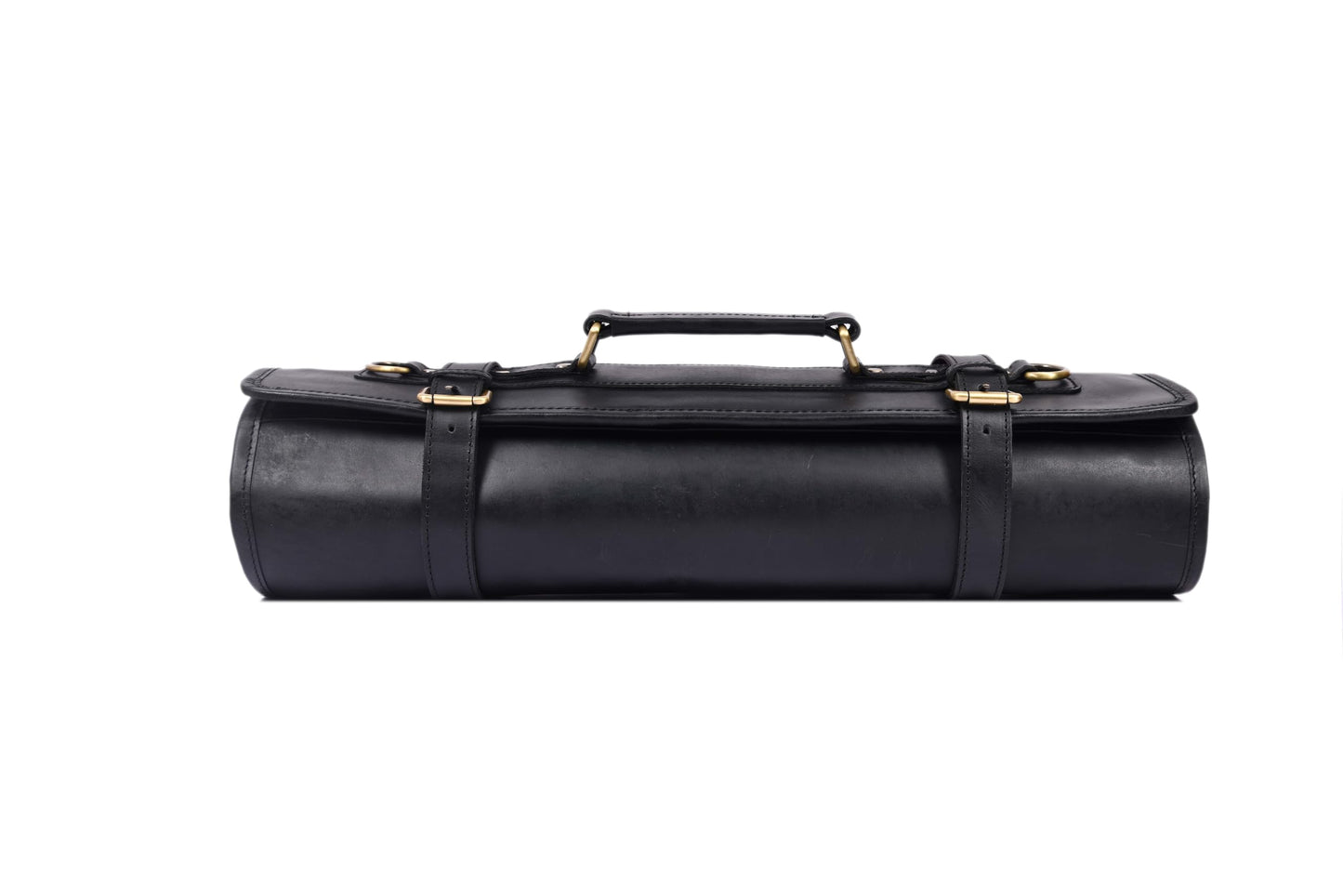 Leather Knife Roll Storage Bag, Elastic and Expandable 10 Pockets, Adjustable/Detachable Shoulder Strap, Travel-Friendly Chef Knife Case (Pitch Black, Leather)