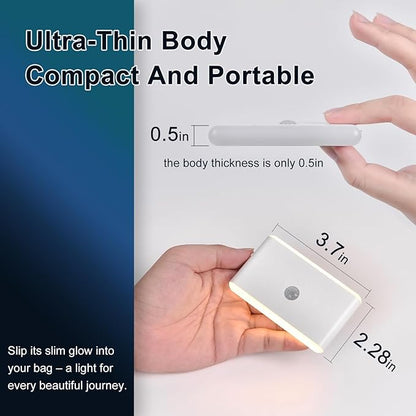2-Pack Motion Sensor Night Light – Cruise Approved, Magnetic & Rechargeable with USB, RGB Color-Changing Modes, LED Auto Nightlight for Cabin, Bathroom, Hallway, Bed or Stairs (Indoor Travel Use)