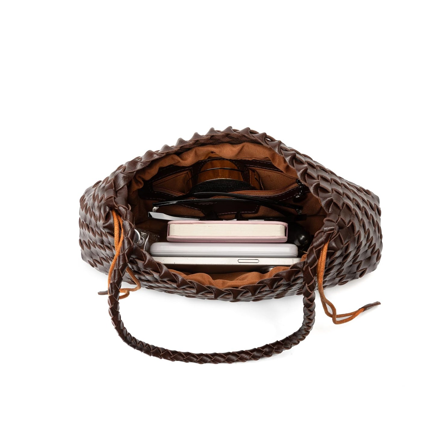 Woven Underarm Shoulder Bag For Women Trendy Small Handbag Ladies Purse Hobo Bag (Coffee)
