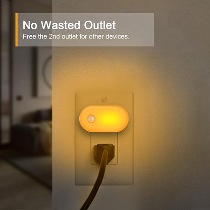 Lyridz Amber Night Light with Motion Sensor, Plug in LED Nightlights, 120LM Stepless Adjustable Brightness Ideal for Bathroom, Bedroom, Hallway, Stairs, Kids' Room, Nursery, Pet House, 2 Pack