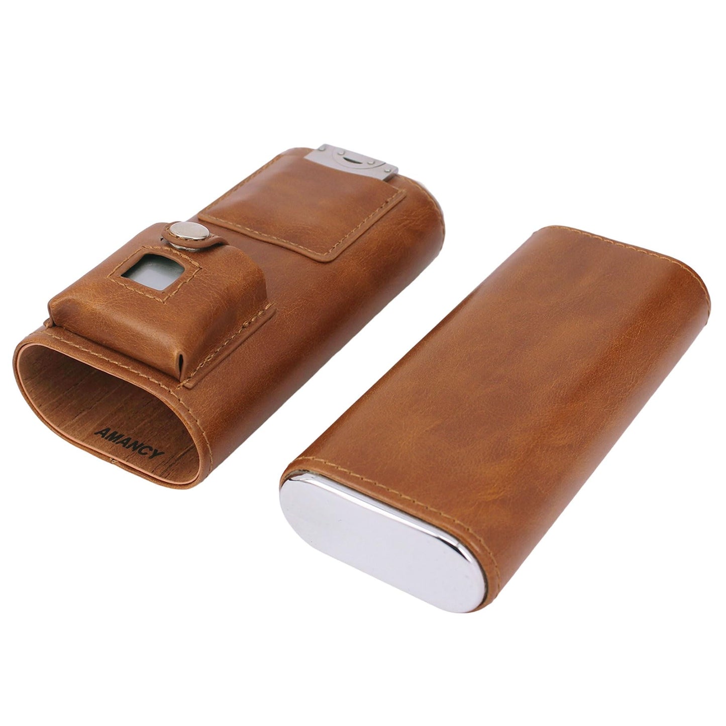 AMANCY Deluxe Portable 3 Holder Cigar Case Set With Lighter and Cutter Great Gift Kit