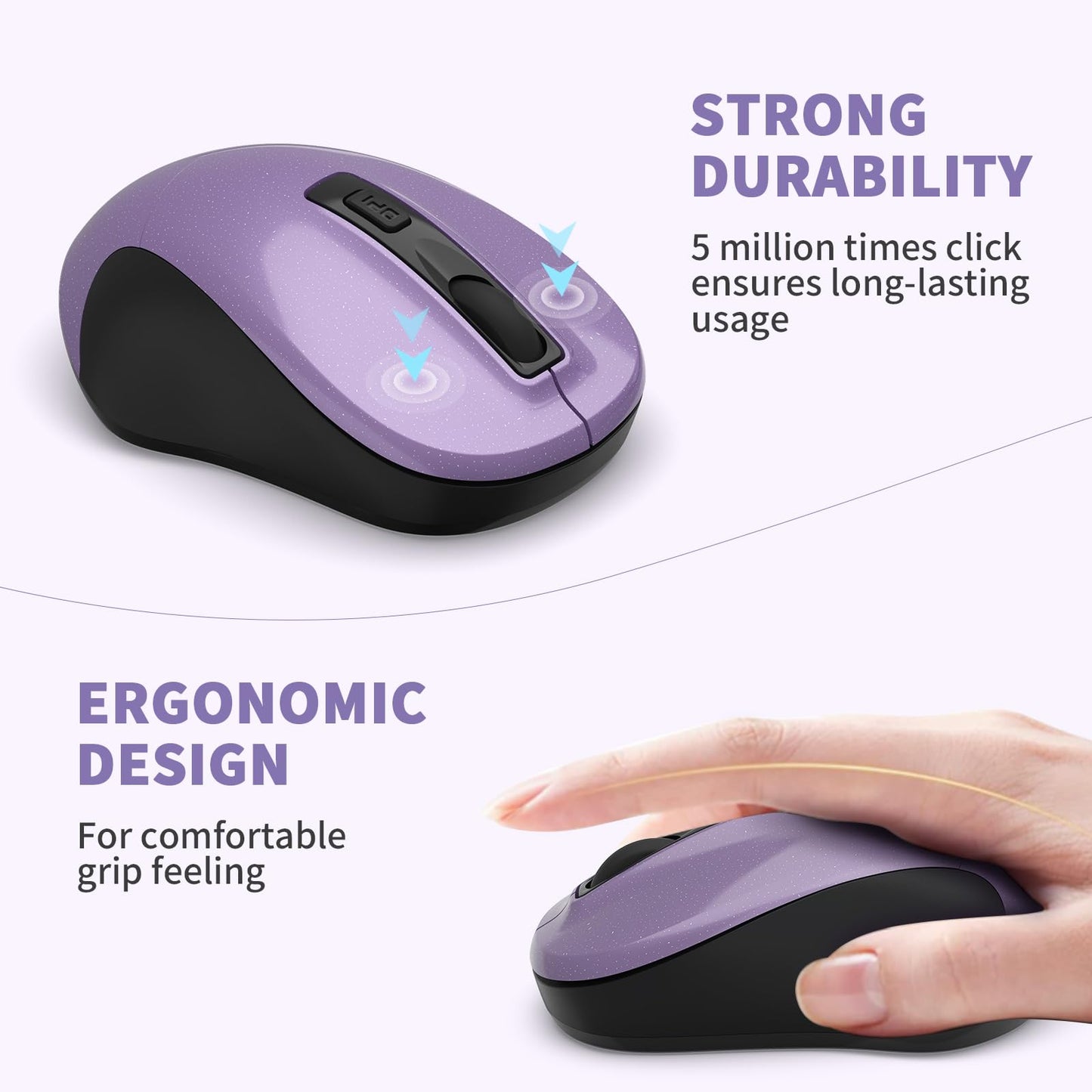 LeadsaiL Wireless Computer Mouse, 2.4G Portable Slim Cordless Mouse Less Noise for Laptop Optical Mouse with 4 Buttons for Laptop, Desktop, MacBook