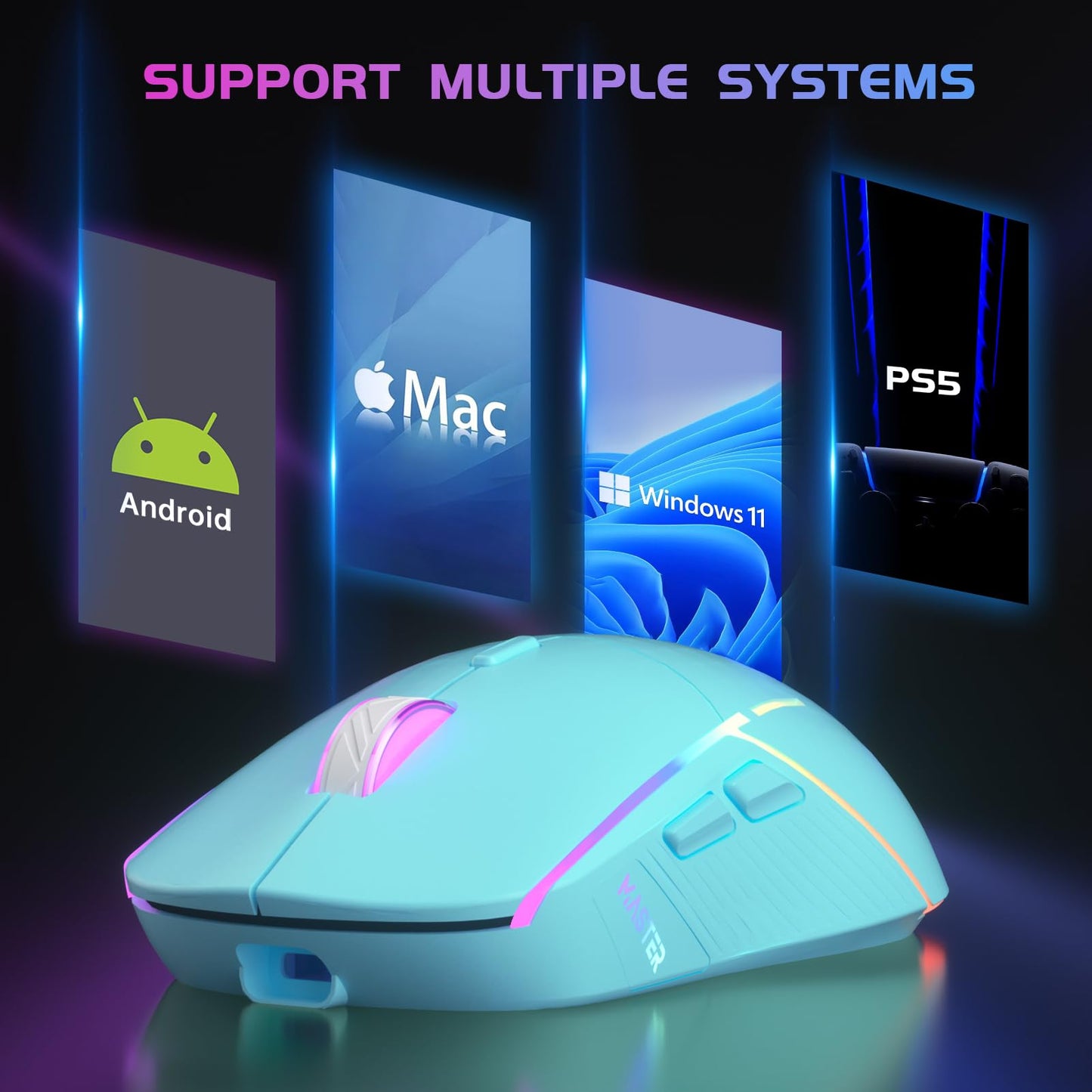 FFJ Wireless Gaming Mouse, 24000 DPI, Tri-Mode 2.4G/USB-C/Bluetooth 5.3 Gaming Mouse Wireless, RGB Programmable Mouse Gamer, 75Hrs Battery Life, Rechargeable Gaming Mice for PC, Mac, PS5, Xbox - Black