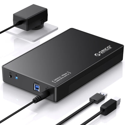 ORICO USB 3.0 External Hard Drive Enclosure for 3.5/2.5 Inch SATA Hard Drives/SSD Up to 20 TB, 3.5'' Tool-Free HDD Enclosure with 12V/2A Power Supply and UASP Acceleration (3588US3)