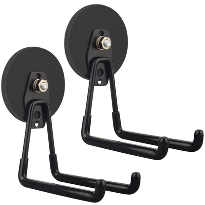 ULIBERMAGNET Strong Magnetic Ultimate Hooks,Large Magnet with Hooks for Heavy Duty Tools,Jig Saw,Hose, 2 Pack Heavy Duty Magnetic Hooks for Hammer Drill,Circular Saw,Garden Tool(3.46inch/Black)