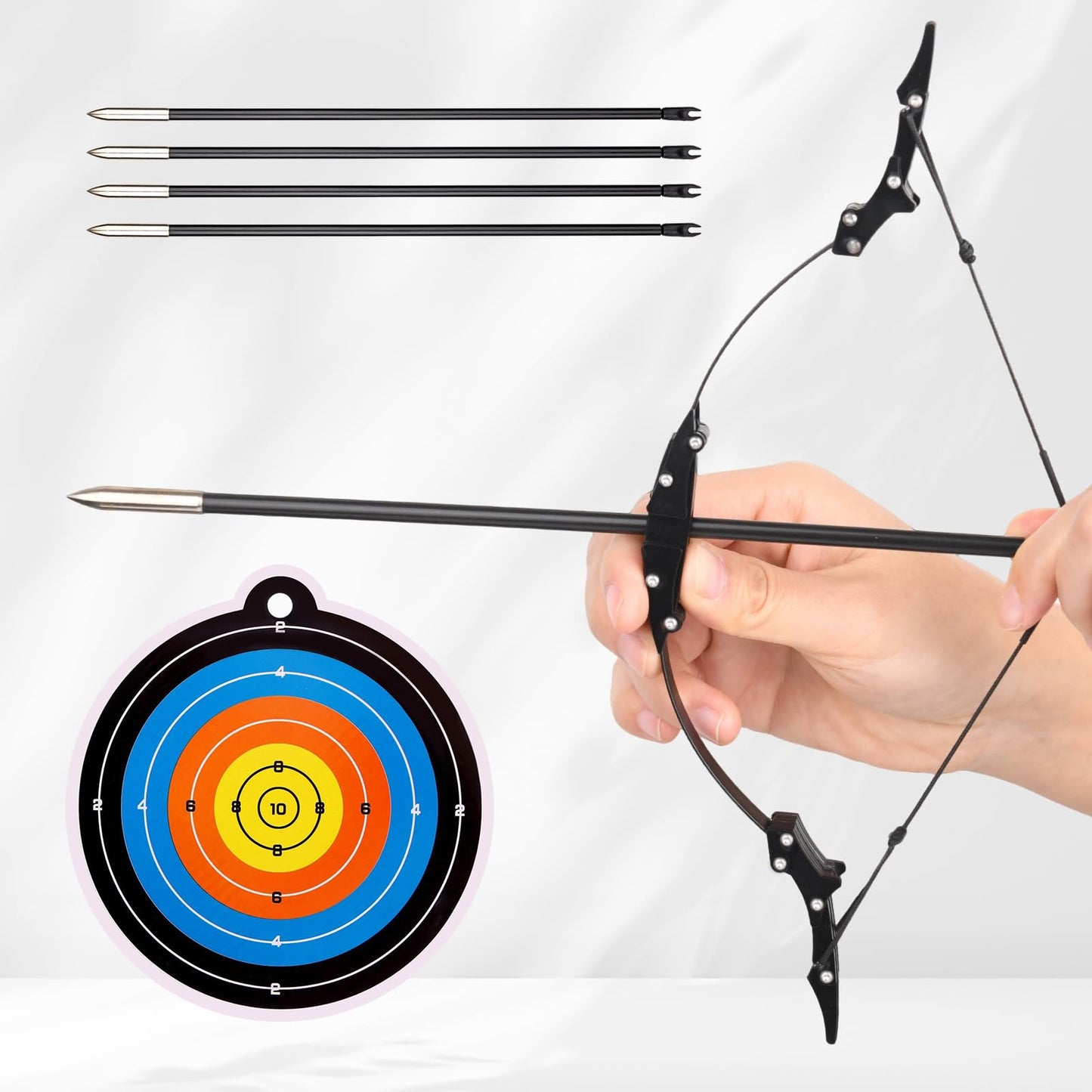 9.4inch Mini Lever Bow Recurve Bow Stainless Steel Includes 4 Arrows and Target Paper