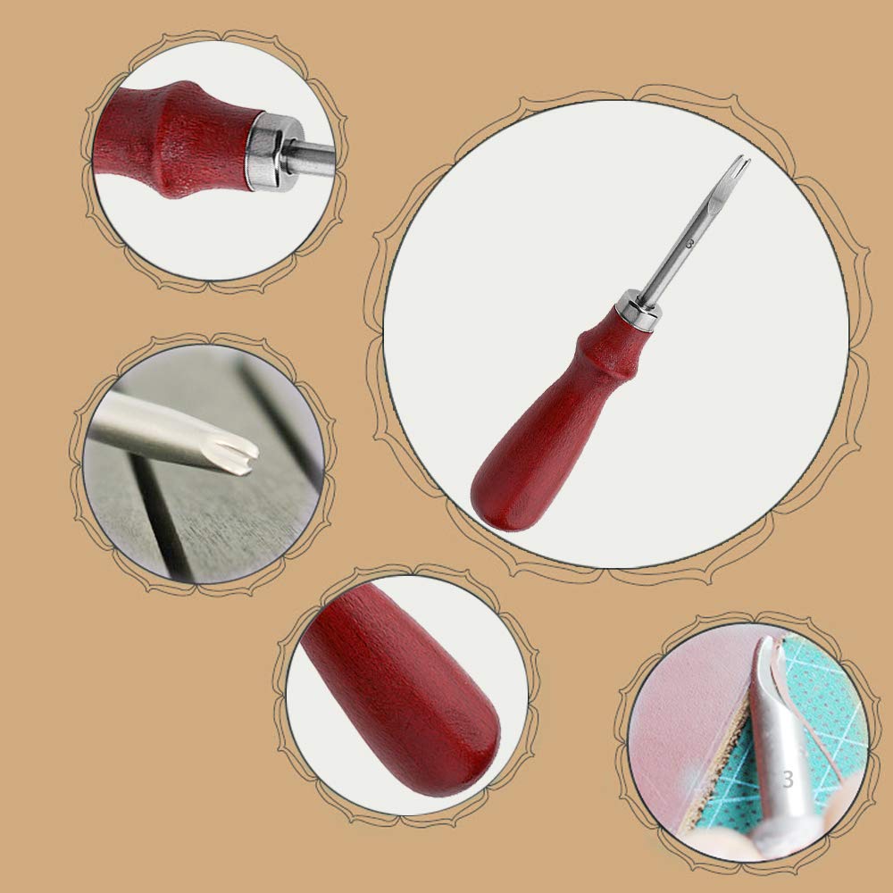 2 PCS Leather Edge Skiving Beveler Craft Keen Edge Cutting Leather Burnishing Tool, Leather Edge Skiving DIY Craft Tool for Leather Crafting Working Tools 2 Sizes(1.0 mm&1.5 mm Size) (3#+5#)