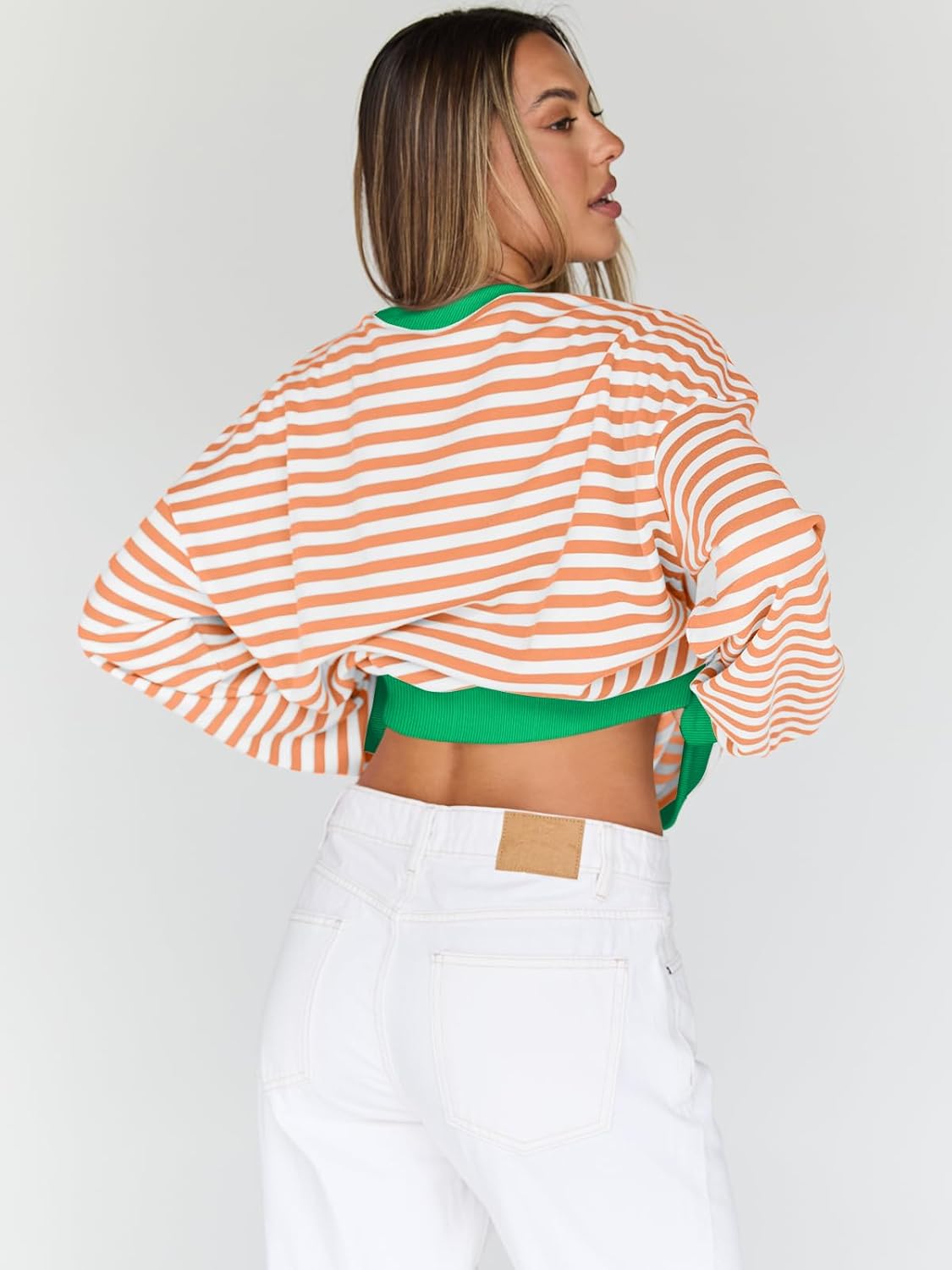 Trendy Queen Oversized Sweatshirt for Women 2025 Fall Crewneck Striped Long Sleeve Shirts Hoodies Cute Top Y2K Outfits
