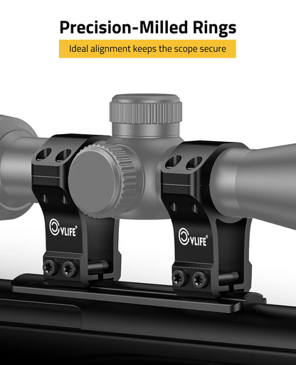 CVLIFE 1 inch Dovetail Scope Rings Mount for 3/8 inch or 11mm Dovetail Rails - High Profile 1" Rifle Scope Mount with See Through Base - 2 Pieces