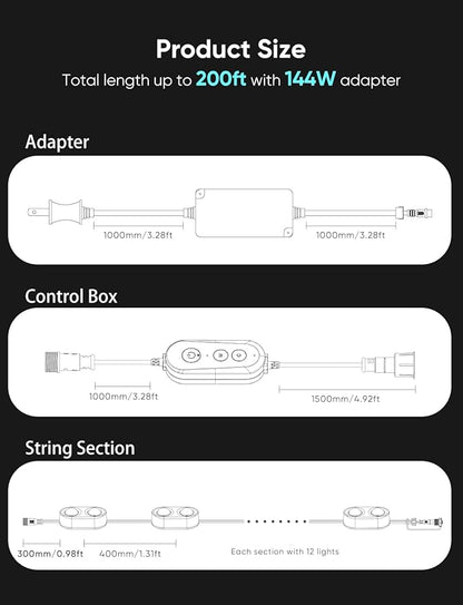 APPECK Permanent Outdoor Lights Pro 100ft, 72W RGBCW Eaves Lights with 72 LED Lights, 80lm, Cuttable, 111 Scene Modes, IP67 Waterproof Lighting for Halloween Decoration, Work with Alexa, White