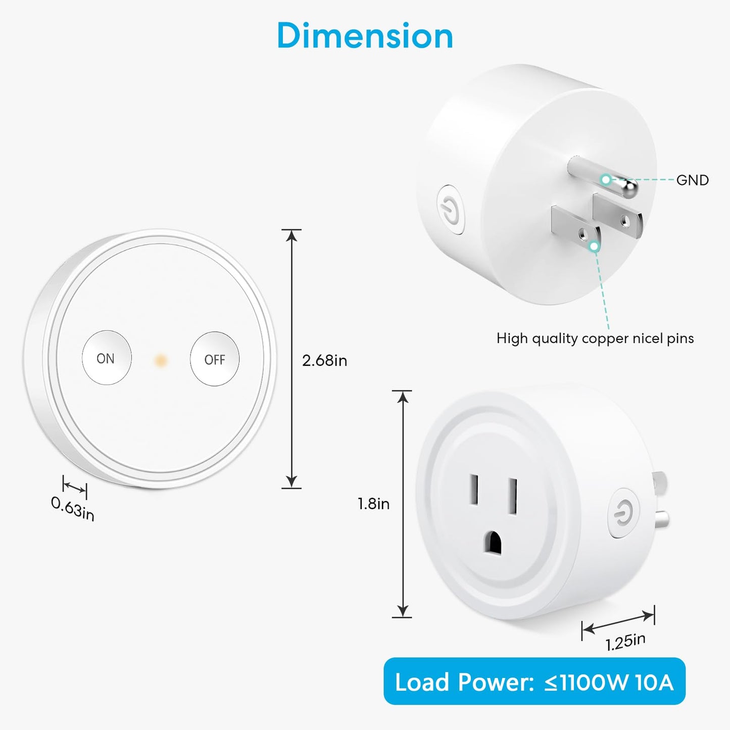 LoraTap Mini Remote Control Outlet Plug Adapter, 656ft Range Wireless Light Switch for Household Appliances, No Hub Required, 10A/1100W, White