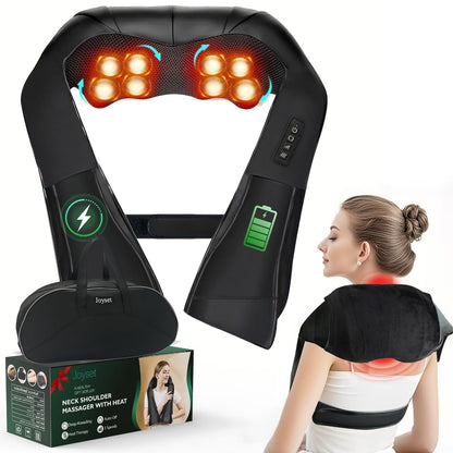 Joyset Shiatsu Neck and Back Massager with Heat,Electric Shoulder Massager for Pain Relief Deep Tissue,3D Kneading Massage with Cloth Cover Easy to Clean Best Gift for Men Women Parents