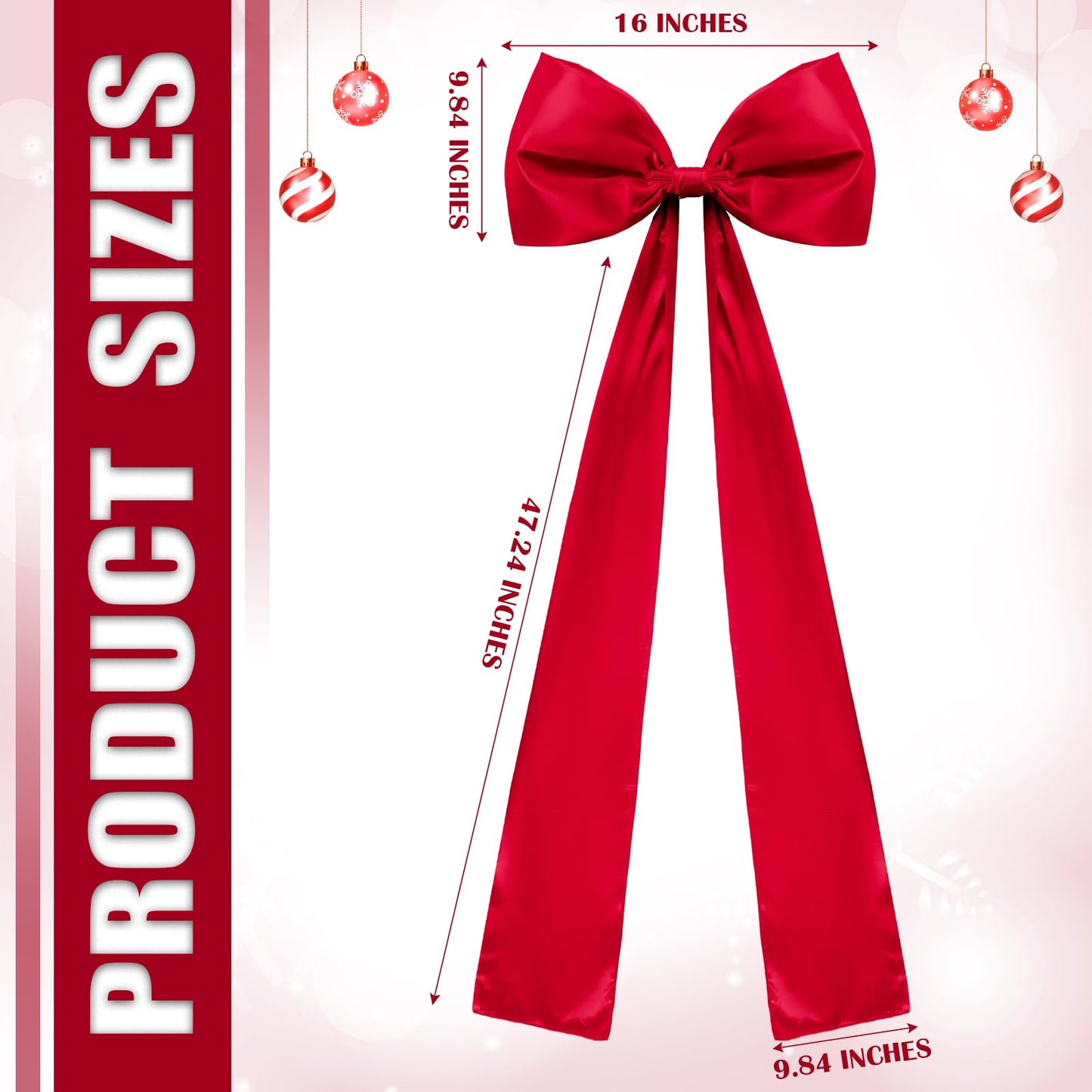 Daifunli 20 x 47 Inches Extra Large Red Satin Bows for Coquette Room Decor Giant Bow Birthday Party Decorations for Home Wall Valentine's Spring Wedding Baby Shower Party Decor