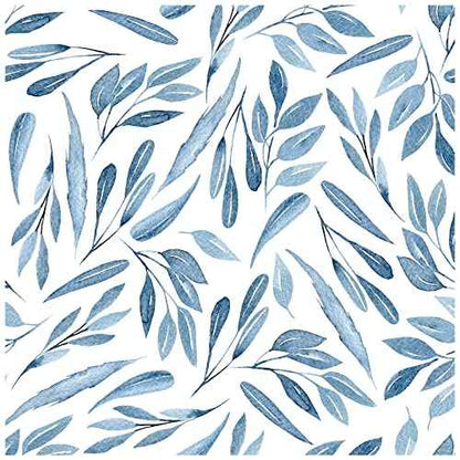 HAOKHOME Blue Wallpaper Peel and Stick Boho Leaves Removable Vinyl Self Adhesive Contact Paper17.7in x 9.8ft