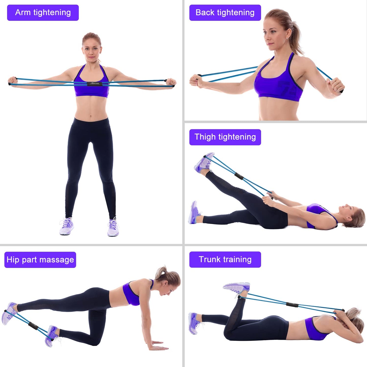 HPYGN Resistance Bands, Figure 8 Exercise Bands for Women Men, 8 Shaped Resistance Bands for Arms, Chest Expander, Yoga Gym Fitness Pulling Rope 8 Word Elastic for Exercise Muscle Training Tubing