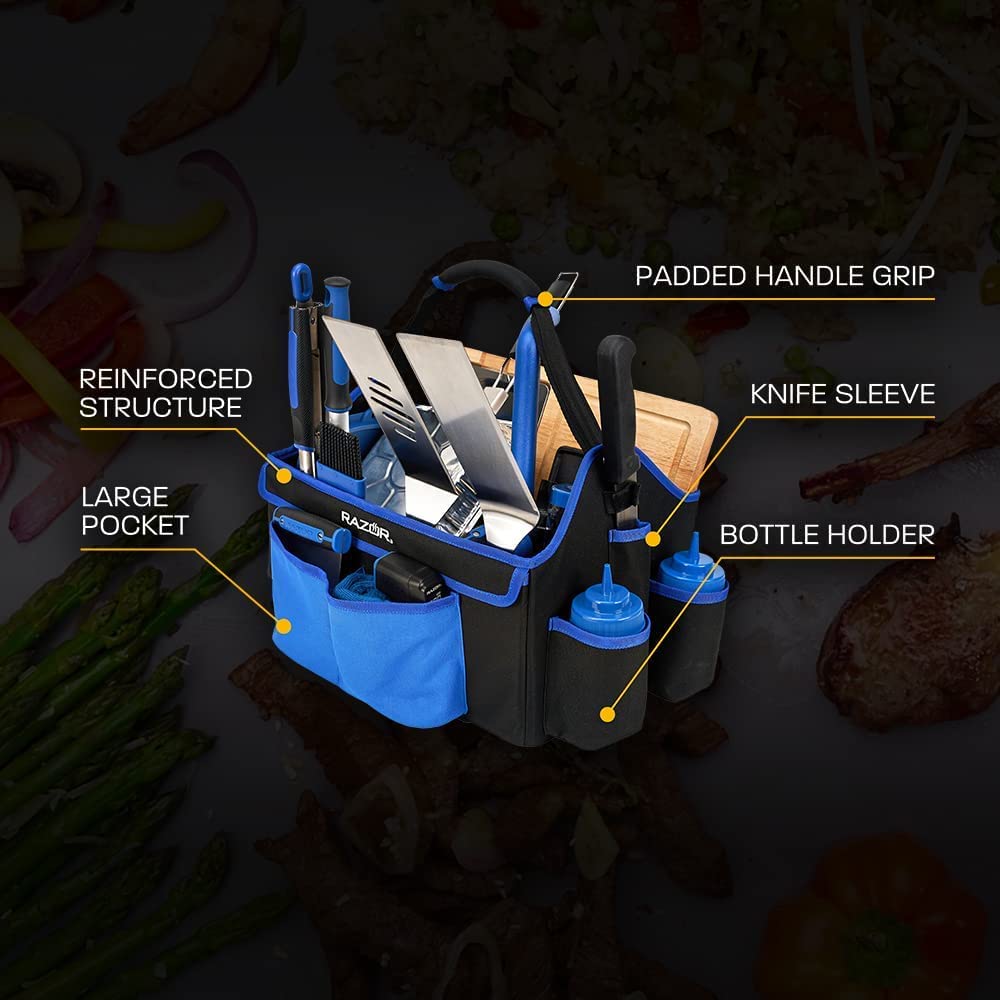Mr. Bar-B-Q RAZOR Heavy-Duty BBQ Grill Tool Caddy and Griddle Accessory Organizer