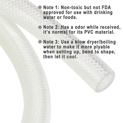 1/2" ID x 3/4" OD - 10 Ft High Pressure Braided Clear PVC Vinyl Tubing Flexible Vinyl Tube, Heavy Duty Reinforced Hose Tubing, BPA Free and Non Toxic