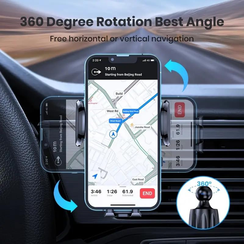 Universal Car Phone Holder Mount with Hook Clip for Air Vent | Compatible with iPhone, Samsung & More - Secure, Stable, Hands-Free Convenience