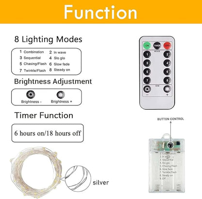 3 Pack Fairy Lights Battery Operated with Remote Control Timer, 26 FT 80 LED String Lights Outdoor Indoor Decorations, 8 Modes Twinkle Lights for Christmas Party Wedding Birthday Bedroom Décor (Red)