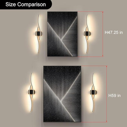Hardwired Modern Wall Sconce set of Two with Remote Control, Dimmable LED Wall Sconces Lighting set of 2, Big Size Black Wall Light, LED Wall Lamp for Bedroom Living Room Bathroom 40.5" Length