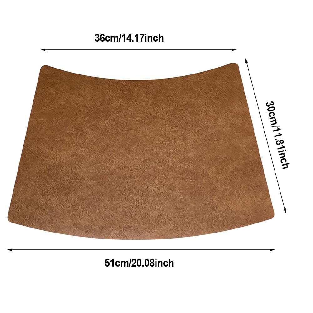 Leather Round Table Washable Placemats, Thick Faux Leather Heat Resistant Wedge Table Placemat, Waterproof Non-Slip Easy to Clean Place mat for Kitchen Coffee Dining Room Table Set of 8