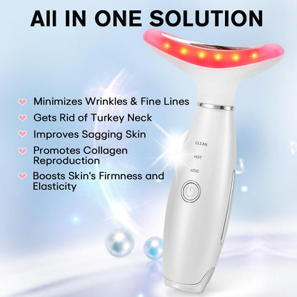 LATME Facial Massager,Neck Face Massager Tool,3 Mode Massage with Heat,Portable Beauty Instrument for Skin Care Women Gift