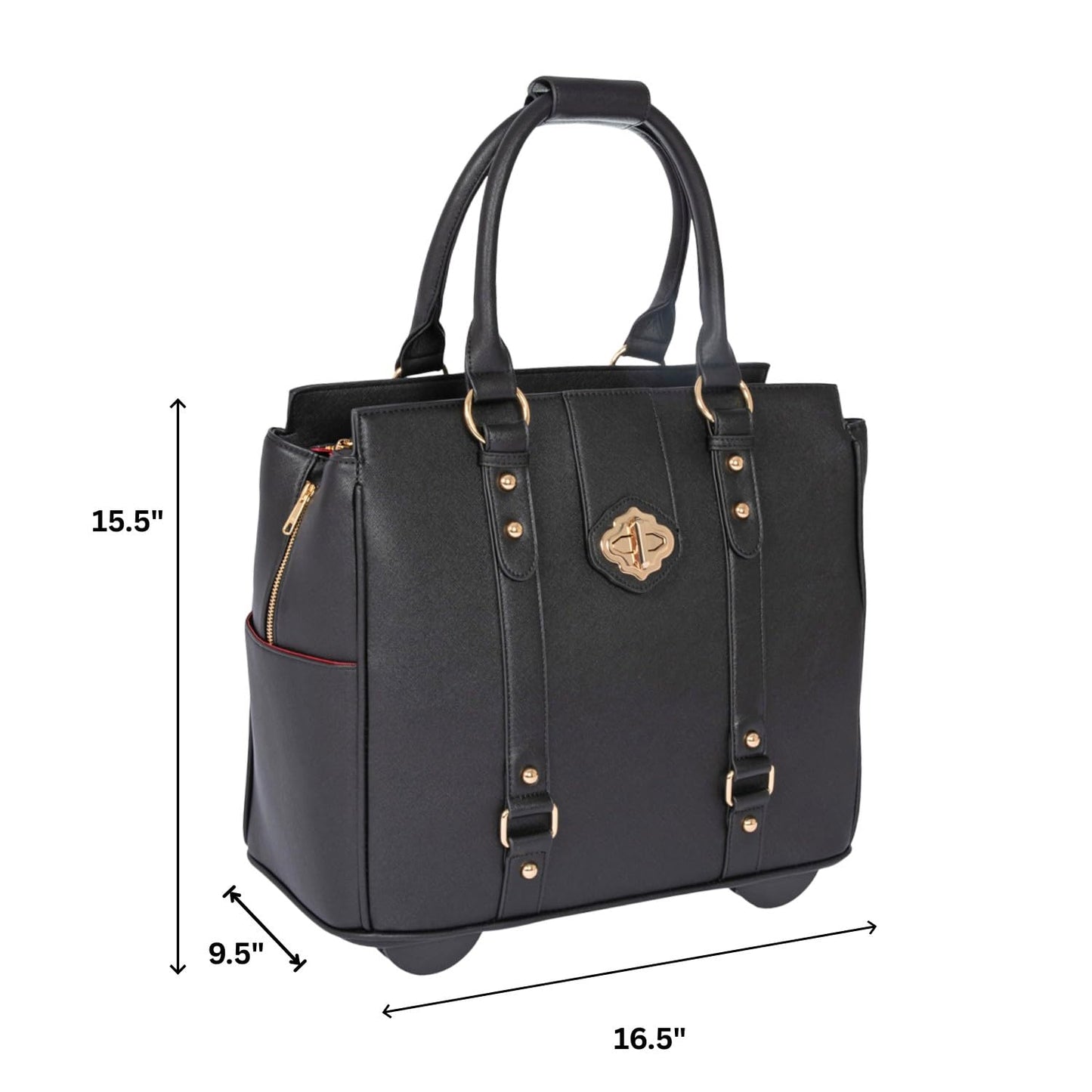 JKM & Company Executive Black Computer iPad, Laptop Tablet Rolling Tote Bag Briefcase Carryall Bag