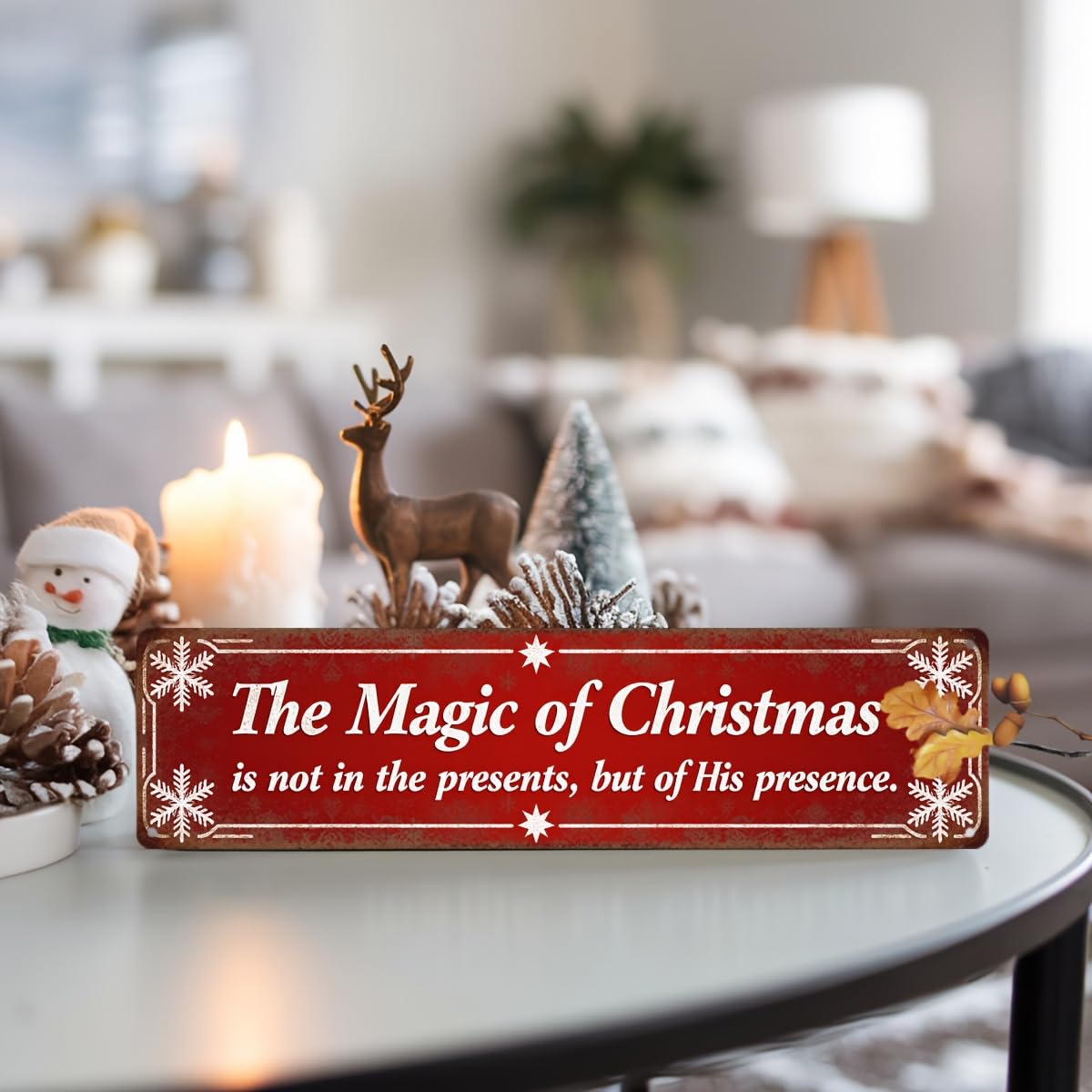 The Magic of Christmas Metal Sign Christmas Wall Art Wall Decor for Home, Living Room, Winter Decorative Signs & Plaques 4x16 Inch
