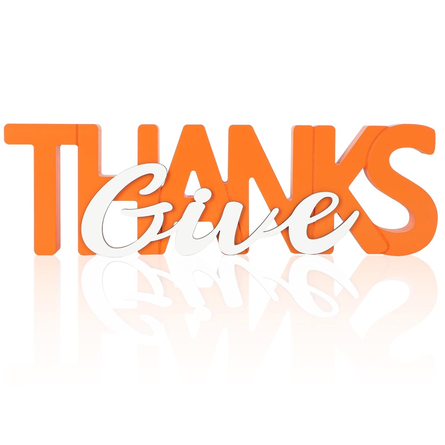 COCHIE Wooden Thanksgiving Give Thanks Sign, Fall Decorations for Home, Office, Shelf, Mantel, Indoor, Wood Thanksgiving Decor, Autumn Table Top Party Decoration (Give Thanks)