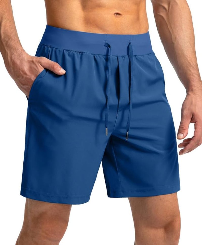 Soothfeel Men's Running Shorts with Zipper Pockets 7 Inch Lightweight Quick Dry Gym Athletic Workout Shorts for Men (Royal Blue, L)