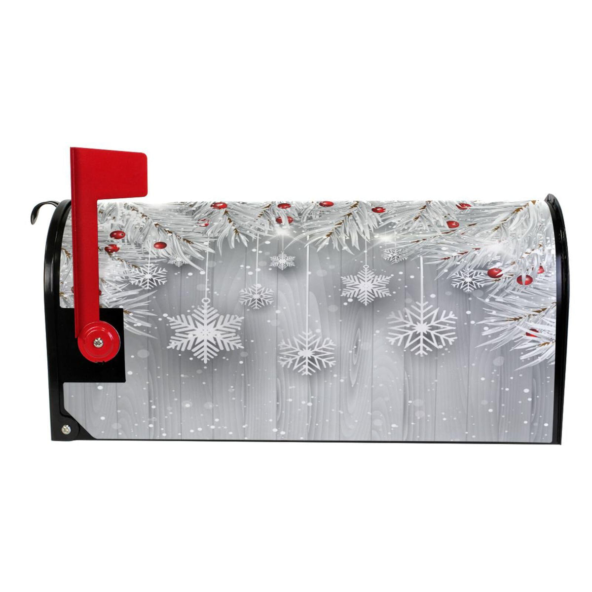 ALAZA Silver Christmas Tree Snowflake Magnetic Mailbox Cover MailWraps Garden Yard Home Decor for Outside Oversized-25.5" x20.8"