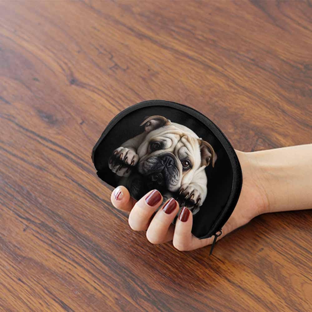 IBILIU Small Coin Purse Funny Dog Bulldog Mini Wallet Coin Pouch Change Purse For Women Men