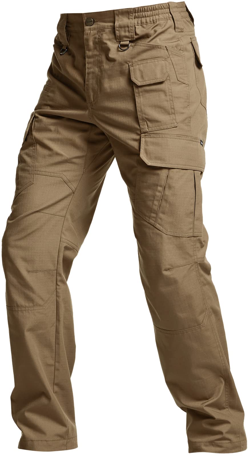 CQR Men's Tactical Pants, Water Resistant Ripstop Cargo Pants, Lightweight EDC Work Hiking Pants, Outdoor Apparel, Raider Mag Cougar, 46W x 30L